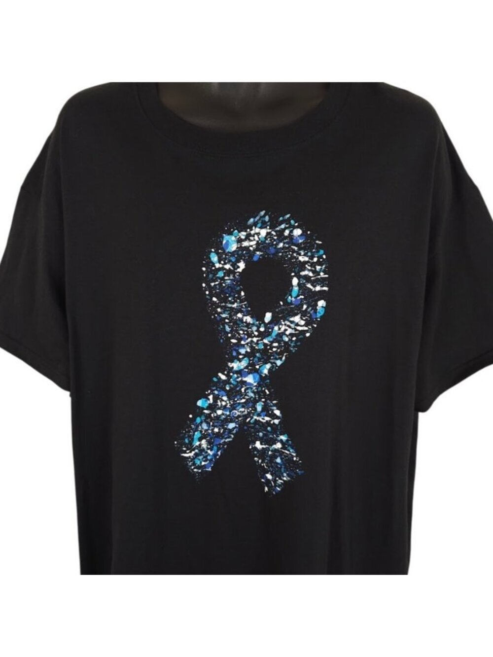Vintage Colon Cancer Awareness Ribbon T Shirt Mens Size 2XL Black Y2K Colorectal